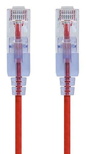 imageMonoprice SlimRun Cat6A Ethernet Patch Cable Snagless RJ45 Stranded 550Mhz UTP Pure Bare Copper Wire 10G 30AWG 7ft Black 1PackRed