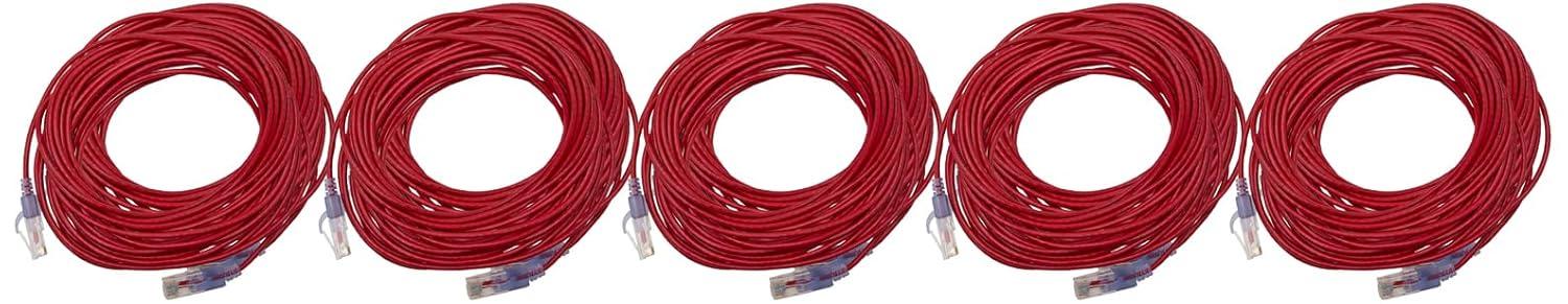 imageMonoprice SlimRun Cat6A Ethernet Patch Cable Snagless RJ45 Stranded 550Mhz UTP Pure Bare Copper Wire 10G 30AWG 7ft Black 1PackRed