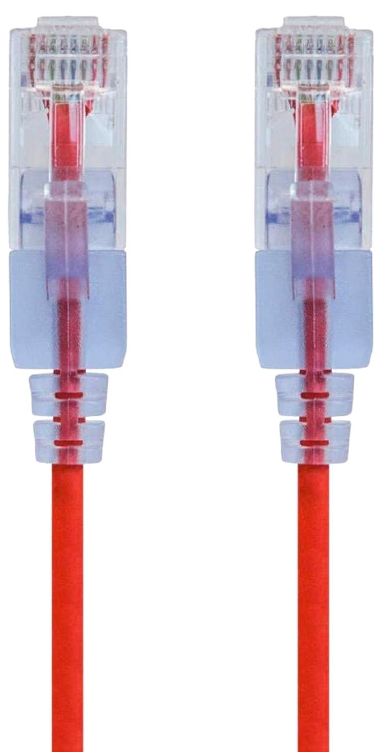 imageMonoprice SlimRun Cat6A Ethernet Patch Cable Snagless RJ45 Stranded 550Mhz UTP Pure Bare Copper Wire 10G 30AWG 7ft Black 1PackRed
