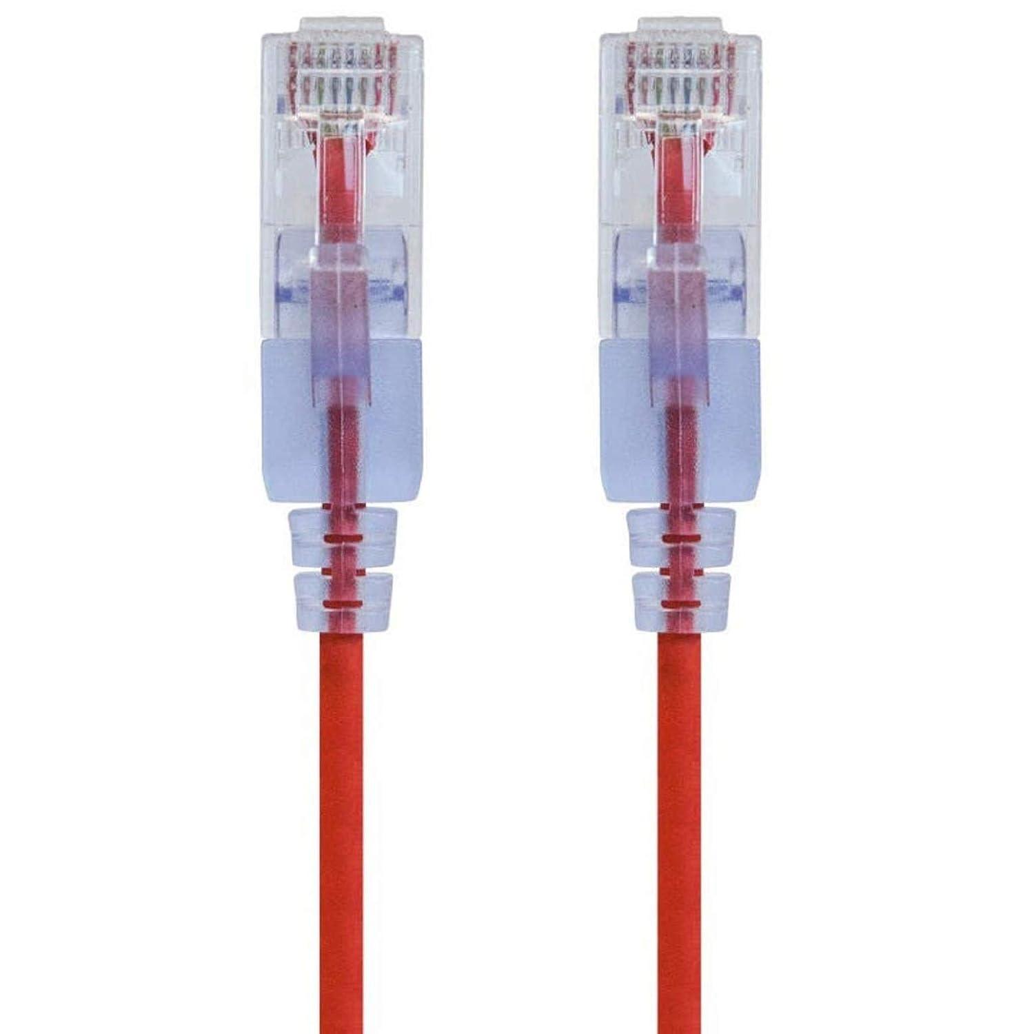 imageMonoprice SlimRun Cat6A Ethernet Patch Cable Snagless RJ45 Stranded 550Mhz UTP Pure Bare Copper Wire 10G 30AWG 7ft Black 1PackRed