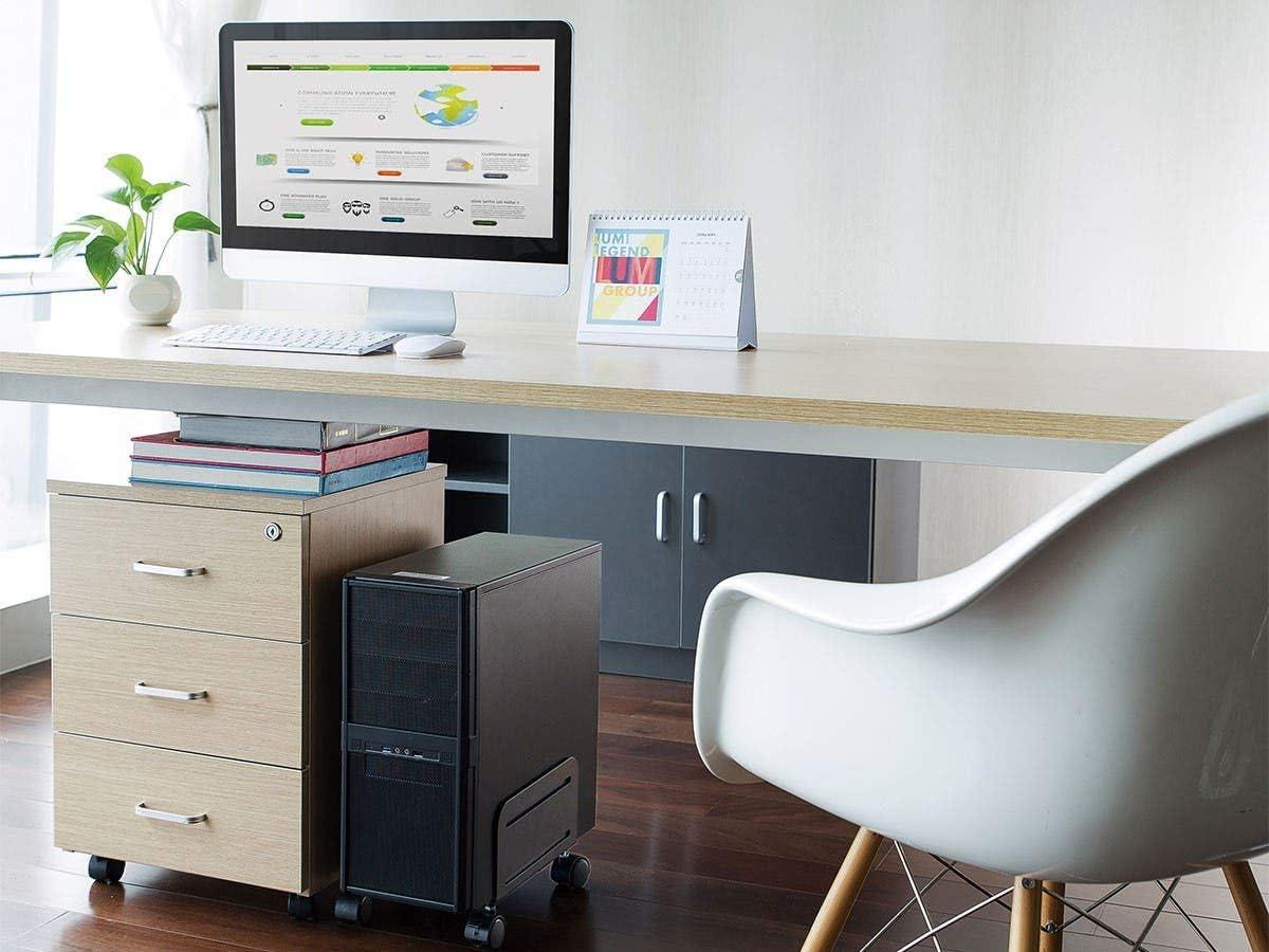 imageMonoprice Steel Computer PC Tower Mobile Stand Steel Construction Black PowderCoated Workstream Collection Alloy steel