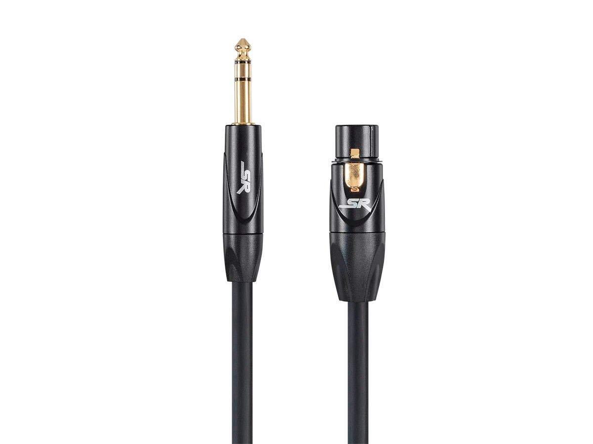 imageMonoprice XLR Female to 14Inch TRS Male Cable 15 Feet Black 16AWG Gold Plated Stage Right Series1 Count Pack of 1