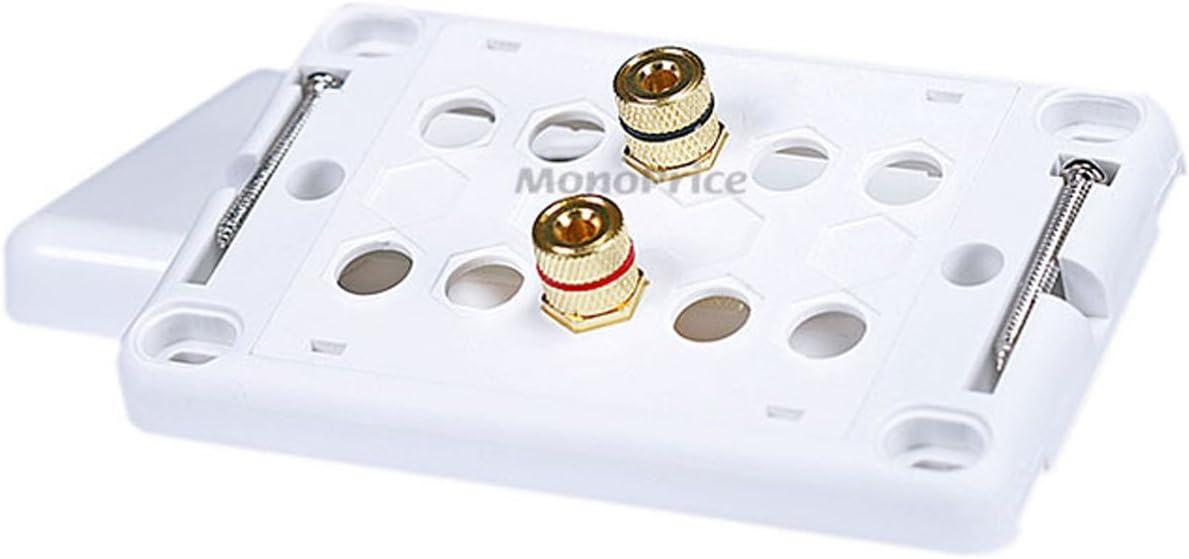 imageMoonrise Monoprice 103326 Banana Binding Post TwoPiece Inset Coupler Wall Plate for 4 Speakers White1 Speaker