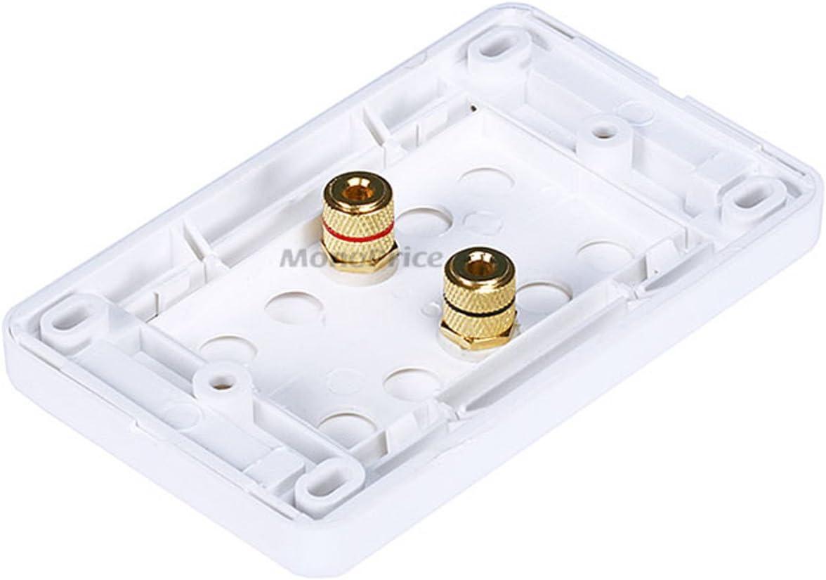 imageMoonrise Monoprice 103326 Banana Binding Post TwoPiece Inset Coupler Wall Plate for 4 Speakers White1 Speaker