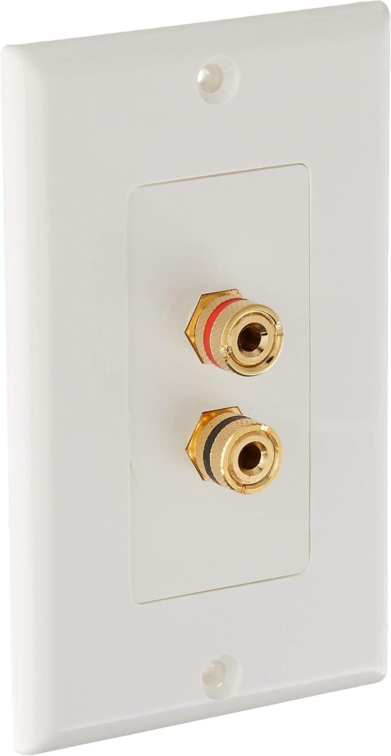 imageMoonrise Monoprice 103326 Banana Binding Post TwoPiece Inset Coupler Wall Plate for 4 Speakers White1 Speaker