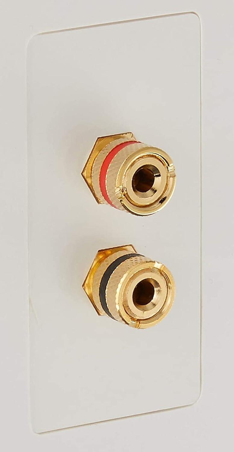imageMoonrise Monoprice 103326 Banana Binding Post TwoPiece Inset Coupler Wall Plate for 4 Speakers White1 Speaker