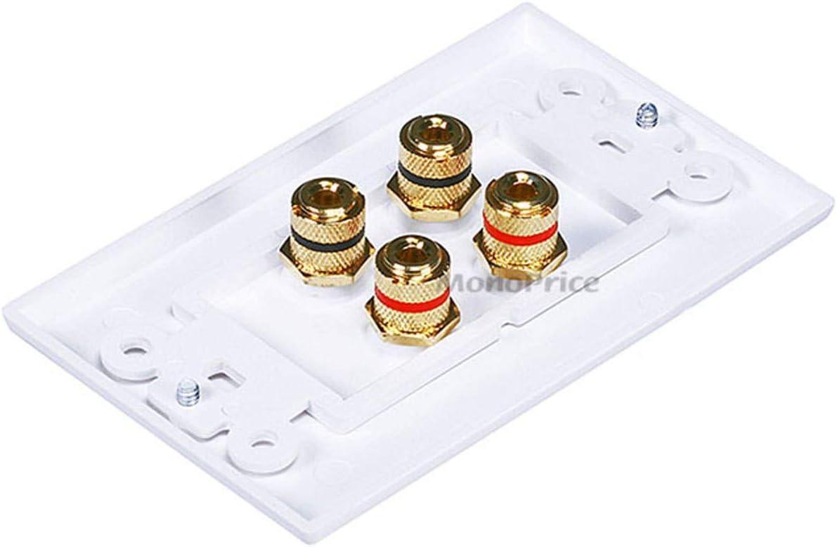 imageMoonrise Monoprice 103326 Banana Binding Post TwoPiece Inset Coupler Wall Plate for 4 Speakers White2 Speaker