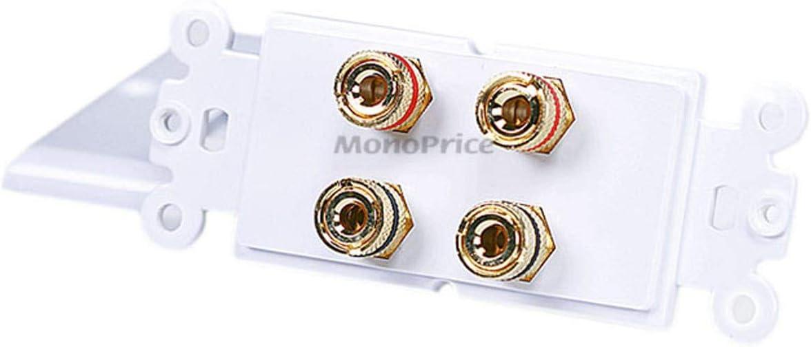 imageMoonrise Monoprice 103326 Banana Binding Post TwoPiece Inset Coupler Wall Plate for 4 Speakers White2 Speaker