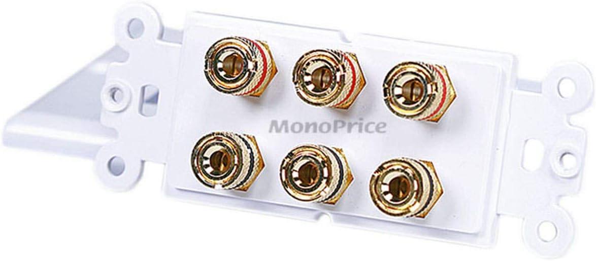 imageMoonrise Monoprice 103326 Banana Binding Post TwoPiece Inset Coupler Wall Plate for 4 Speakers White3 Speaker
