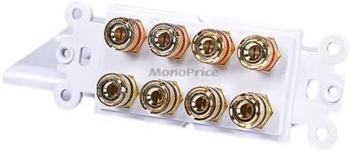 imageMoonrise Monoprice 103326 Banana Binding Post TwoPiece Inset Coupler Wall Plate for 4 Speakers White4 Speaker