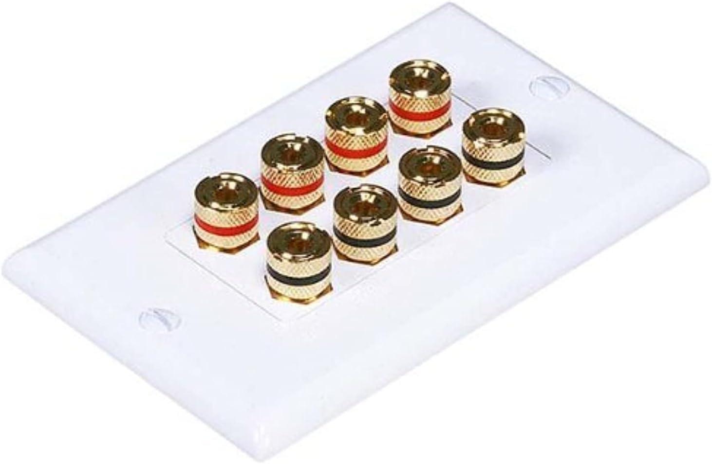 imageMoonrise Monoprice 103326 Banana Binding Post TwoPiece Inset Coupler Wall Plate for 4 Speakers White4 Speaker