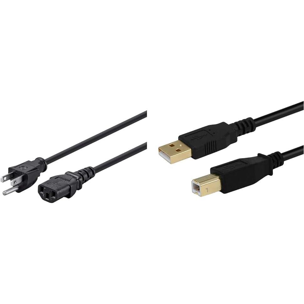 image15ft Power Cord Cable wPC Connector and 15ft USB 20 Cable Gold Plated Shielded