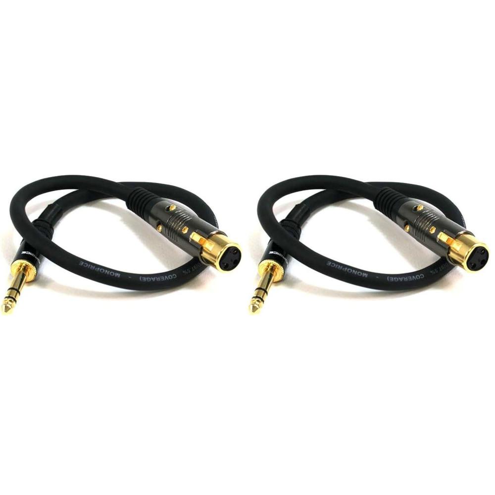 imageMonoprice 104768 3Feet Premier Series XLR Female to 14Inch TRS Male 16AWG Cable gold1 Count Pack of 2