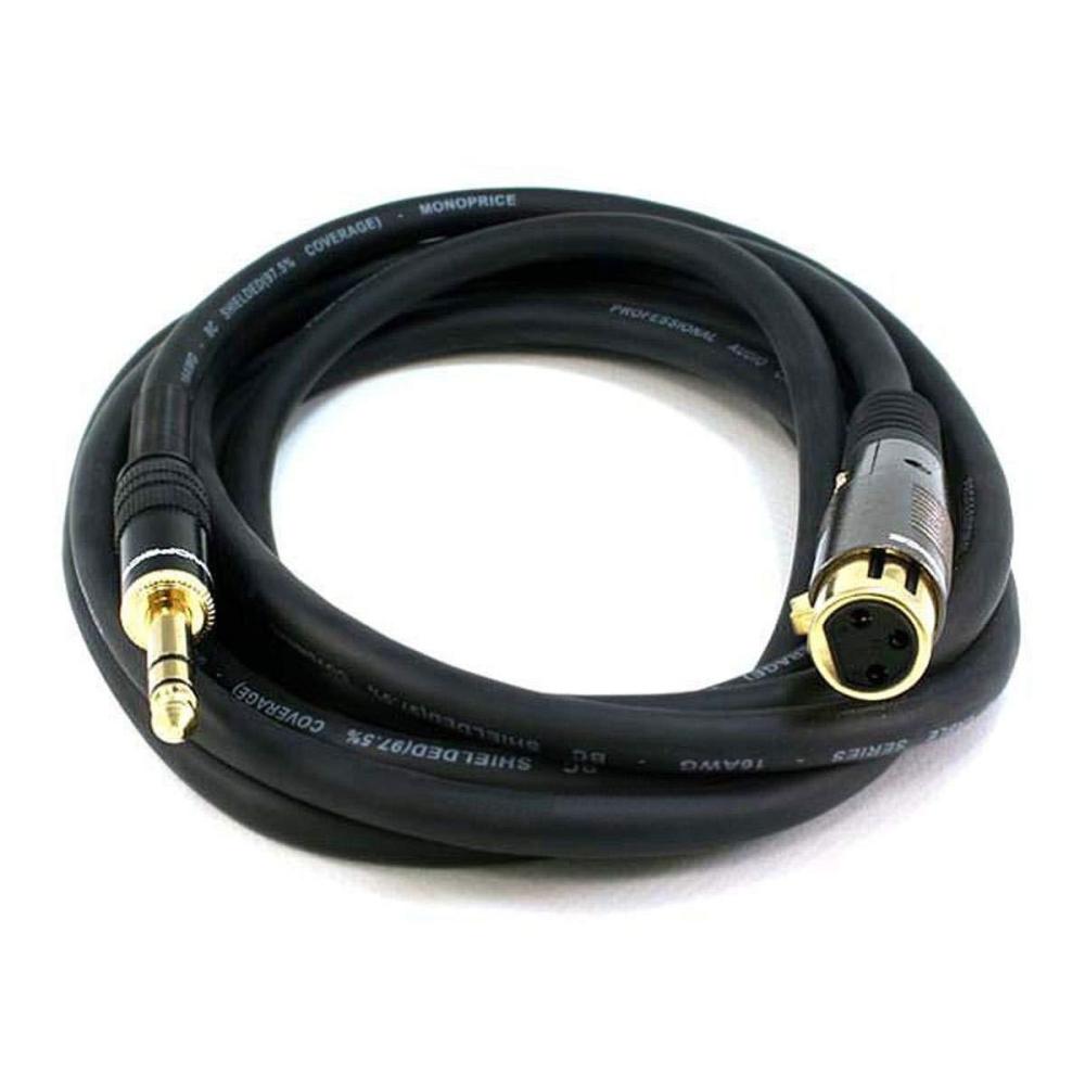 imageMonoprice 104768 3Feet Premier Series XLR Female to 14Inch TRS Male 16AWG Cable gold10 Feet