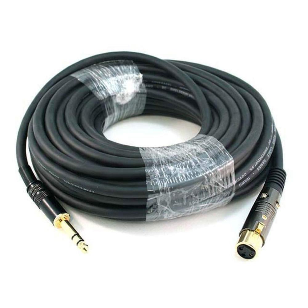 imageMonoprice 104768 3Feet Premier Series XLR Female to 14Inch TRS Male 16AWG Cable gold50ft