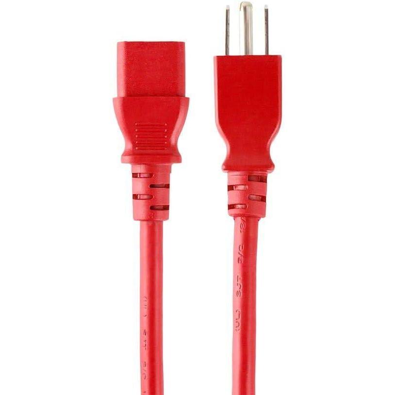 imageMonoprice 105294 15ft 14AWG Power Cord Cable w 3 Conductor PC Power Connector Socket 15A NEMA 515P to IEC320C13 BlackRed