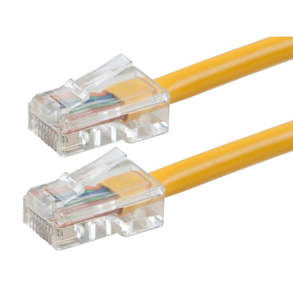 imageMonoprice 114285 ZerobootCat5e Ethernet Patch Cable Network Internet Cord RJ45 Stranded 350Mhz UTP Pure Bare Copper Wire 24AWG 1ft YellowYellow