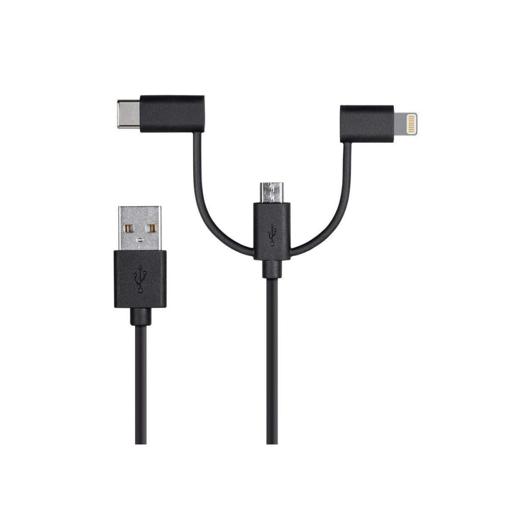 imageMonoprice 118789 Apple MFi Certified USB to Micro USB  USB TypeC  Lightning Charge And Sync Cable  3 Feet  BlackBlack