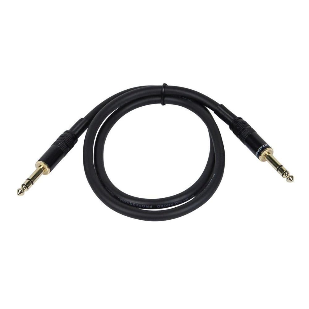 imageMonoprice 14Inch TRS Male to 14Inch TRS Male Cable  50 Feet Black 16AWG Gold Plated  Premier Series3ft