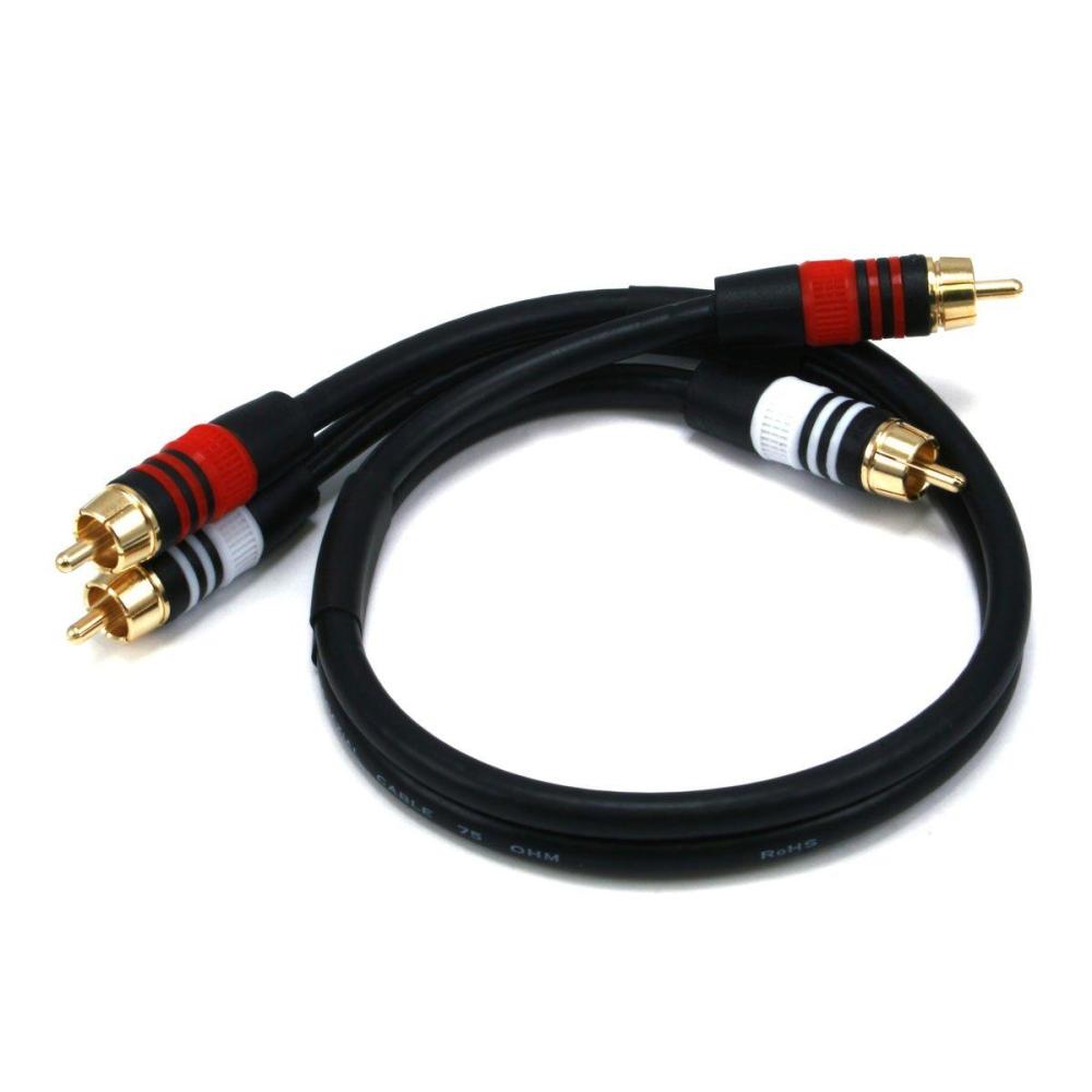 imageMonoprice 15ft Premium 2 RCA Plug2 RCA Plug MM 22AWG Cable  BlackBlack