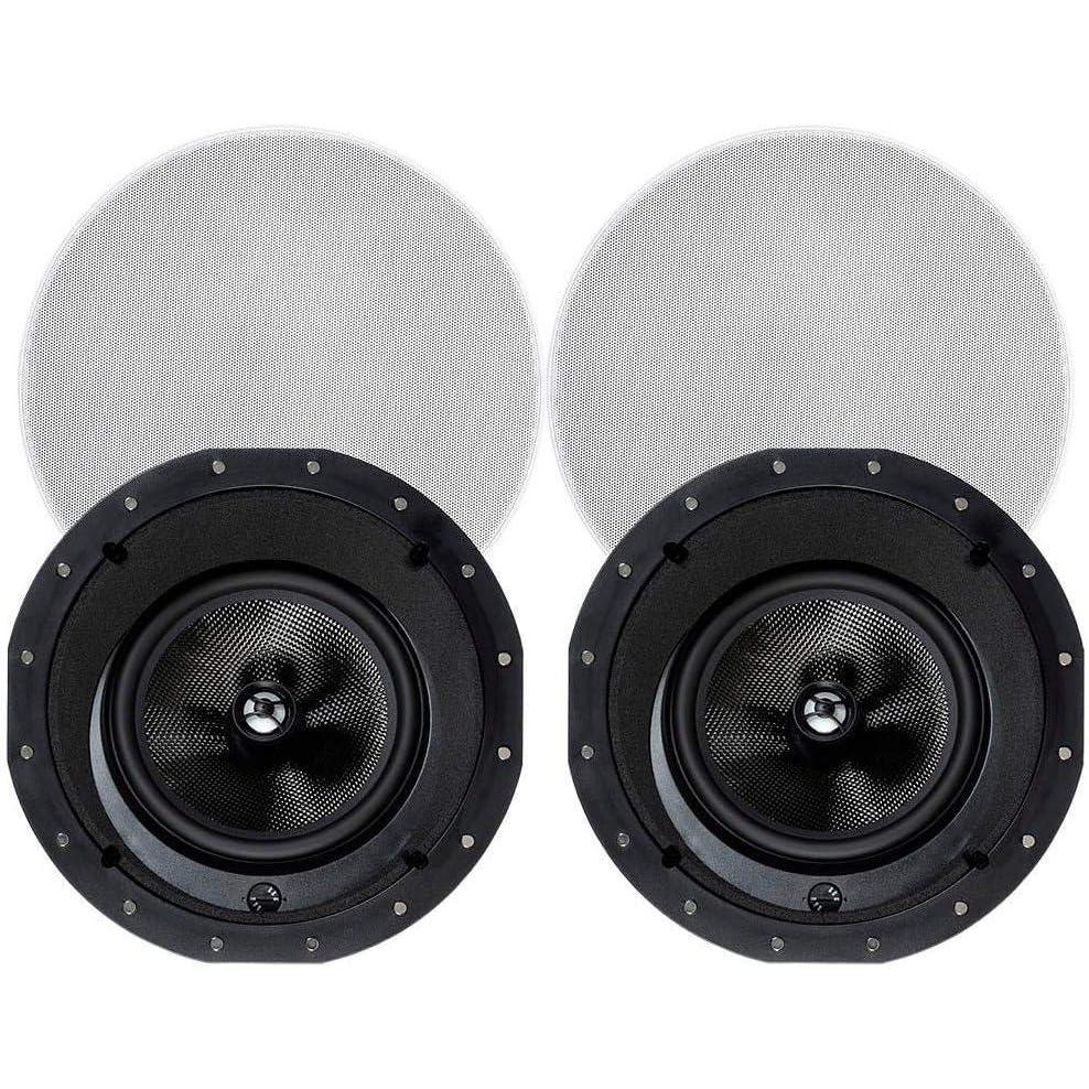 imageMonoprice 2Way Carbon Fiber InCeiling Speakers  8Inch With 15 Degree Angled Drivers Pair Black  Alpha Series8 Inch
