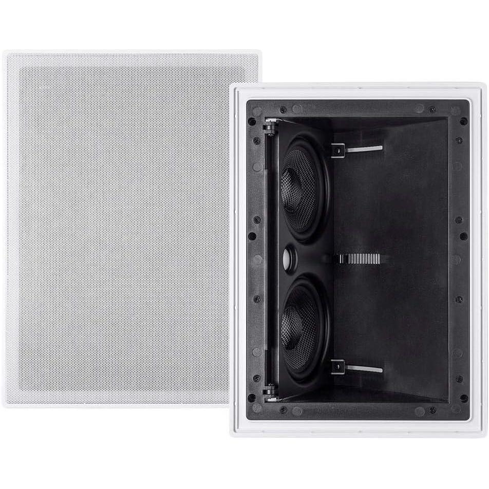 imageMonoprice 2way Carbon Fiber InWall Surround Speaker Dual 525 Inch Single VariAngled With Paintable Grille Alpha Series Black2 Way
