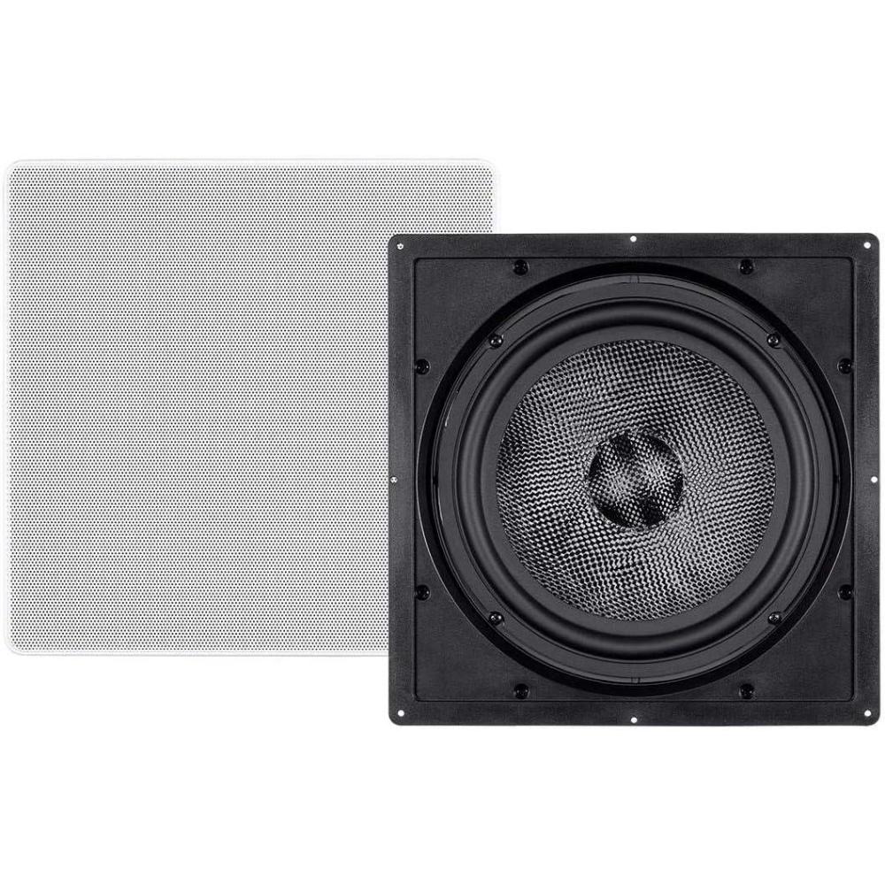 imageMonoprice 2way Carbon Fiber InWall Surround Speaker Dual 525 Inch Single VariAngled With Paintable Grille Alpha Series BlackSubwoofer