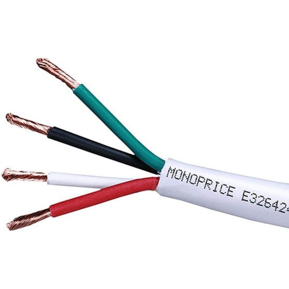 imageMonoprice 4Conductor Speaker Wire  CL2 Rated Color Coded 12AWG 250 Feet White  Access Series