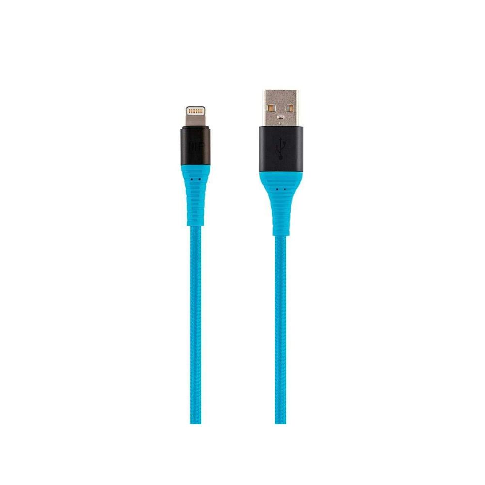 imageMonoprice Apple MFI Certified Lightning to USB Type A Charge ampamp Sync Cable  NylonBraid Durable KevlarReinforced 15 Feet Black  AtlasFlex SeriesBlue