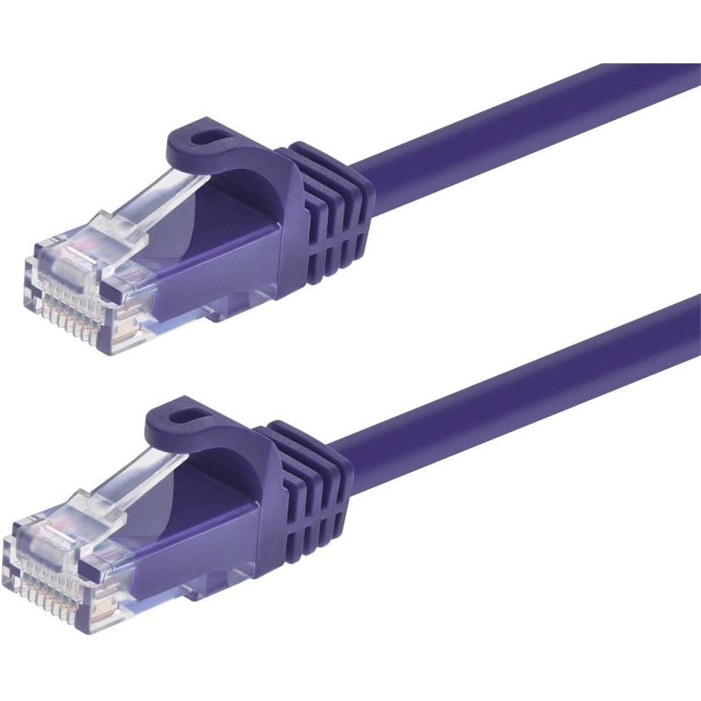imageMonoprice Cat5e 10ft Black Patch Cable UTP 24AWG 350MHz Pure Bare Copper Snagless RJ45 Flexboot Series Ethernet CablePurple