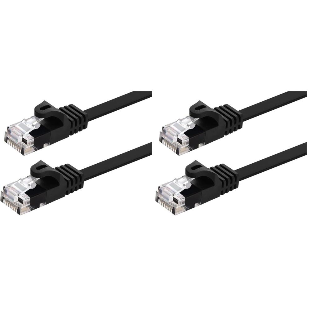 imageMonoprice Cat5e 5ft Black Flat Patch Cable UTP 30AWG 350MHz Pure Bare Copper Snagless RJ45 Flexboot Series Ethernet Cable50 Feet Pack of 2