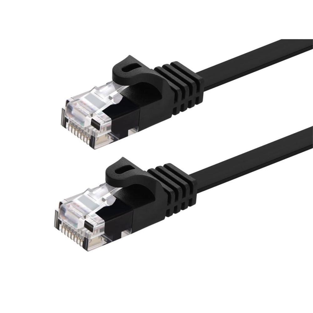imageMonoprice Cat5e 5ft Black Flat Patch Cable UTP 30AWG 350MHz Pure Bare Copper Snagless RJ45 Flexboot Series Ethernet Cable7 Feet