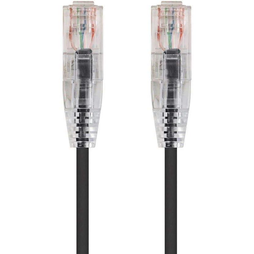 imageMonoprice Cat6 Ethernet Patch Cable Snagless Stranded 550MHz UTP CMR Rated 28AWG 30 Feet White SlimRun SeriesBlack