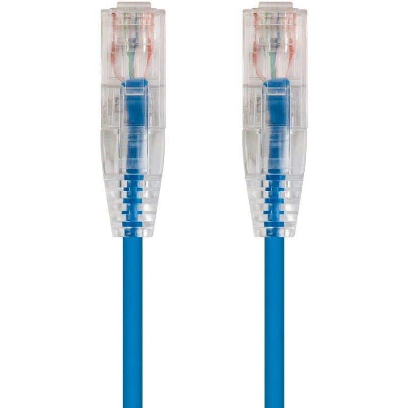 imageMonoprice Cat6 Ethernet Patch Cable Snagless Stranded 550MHz UTP CMR Rated 28AWG 30 Feet White SlimRun SeriesBlue
