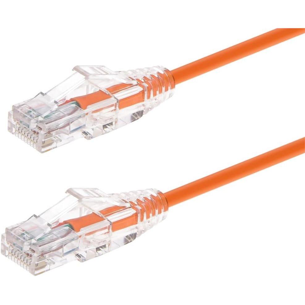 imageMonoprice Cat6 Ethernet Patch Cable  Snagless Stranded 550MHz UTP CMR Rated 28AWG 30 Feet White  SlimRun SeriesOrange