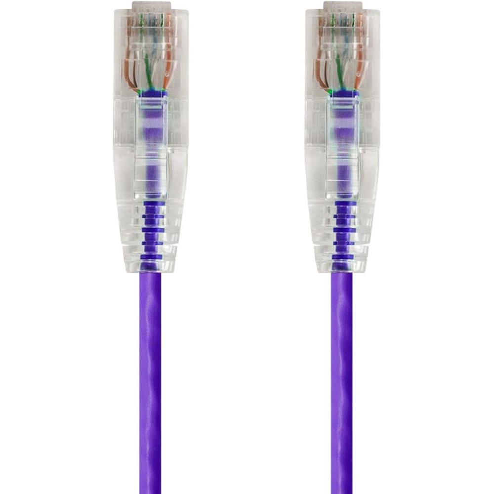 imageMonoprice Cat6 Ethernet Patch Cable  Snagless Stranded 550MHz UTP CMR Rated 28AWG 30 Feet White  SlimRun SeriesPurple