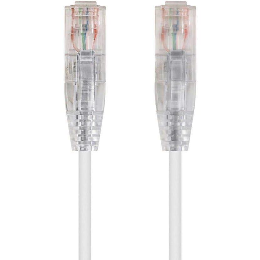 imageMonoprice Cat6 Ethernet Patch Cable Snagless Stranded 550MHz UTP CMR Rated 28AWG 30 Feet White SlimRun SeriesWhite