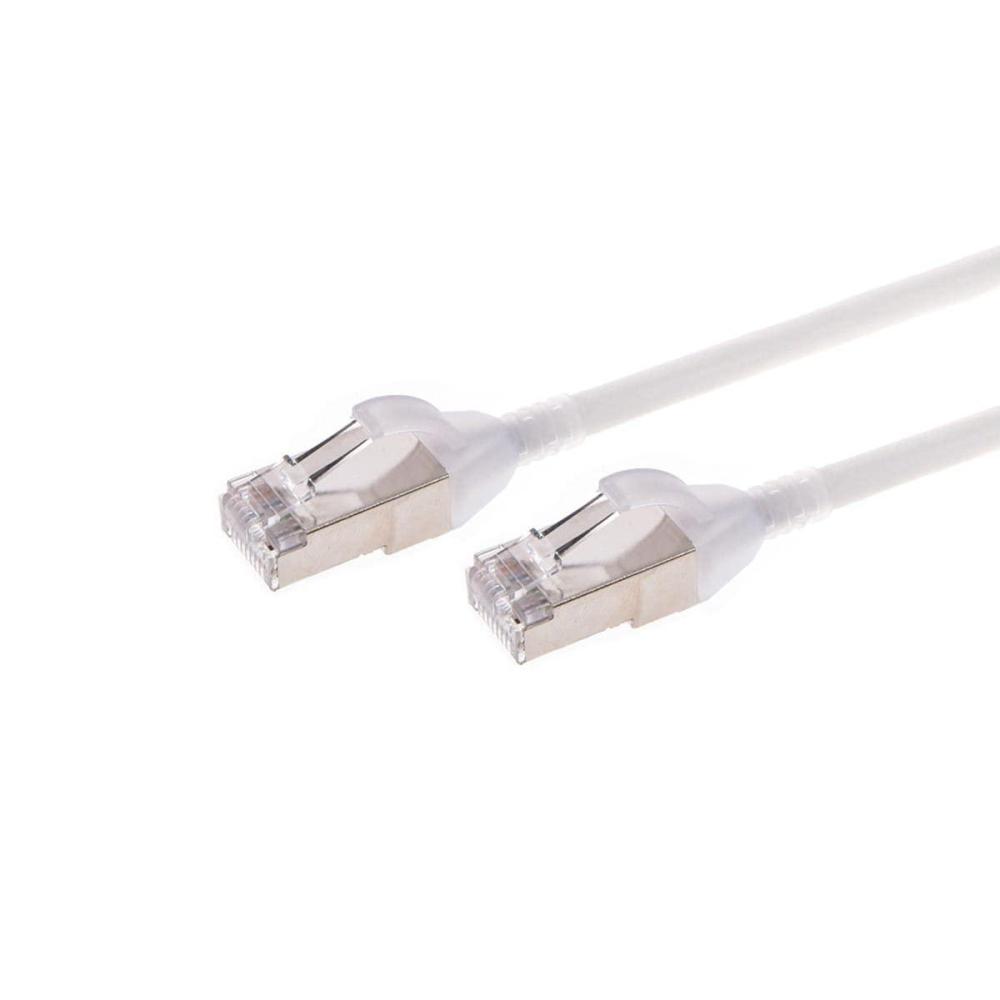 imageMonoprice Cat6A 15ft White Component Level Patch Cable Double Shielded SFTP 30AWG 10G CM Pure Bare Copper Snagless RJ45 SlimRun Series Ethernet CableWhite