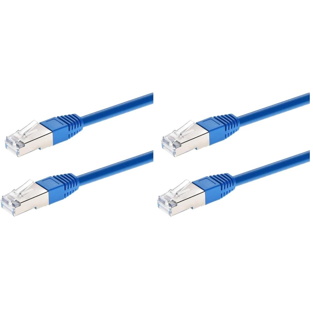 imageMonoprice Cat6A 6in Blue Patch Cable Double Shielded SFTP 26AWG 10G Pure Bare Copper Molded RJ45 Entegrade Series Ethernet Cable05 Feet Pack of 2