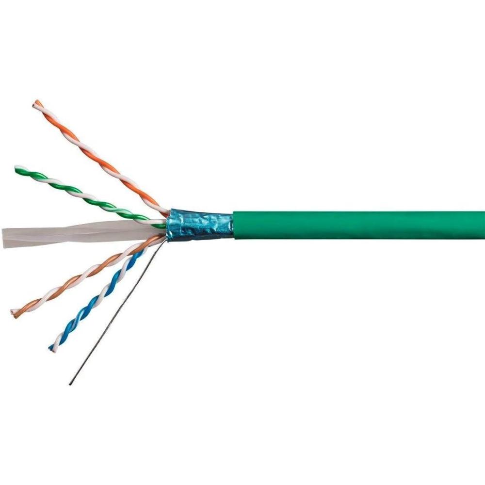 imageMonoprice Cat6A Ethernet Bulk Cable Network Internet Cord Solid 550Mhz FTP CMR Riser Rated Pure Bare Copper Wire 10G 23AWG No Logo 1000ft WhiteGreen