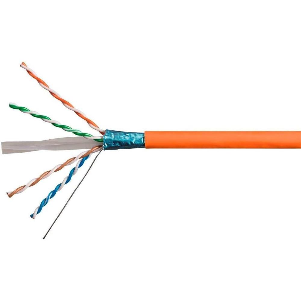 imageMonoprice Cat6A Ethernet Bulk Cable Network Internet Cord Solid 550Mhz FTP CMR Riser Rated Pure Bare Copper Wire 10G 23AWG No Logo 1000ft WhiteOrange