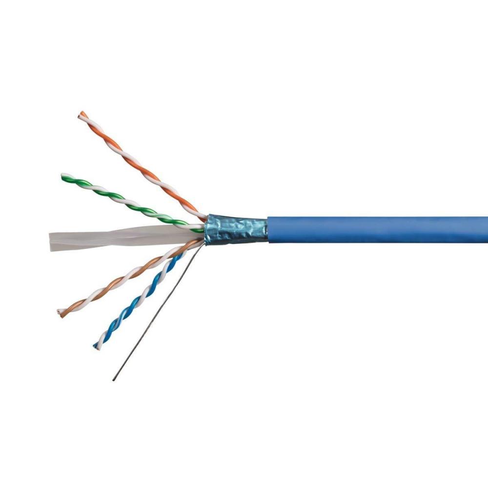imageMonoprice Cat6A Ethernet Bulk Cable Solid 550Mhz FUTP CMR Riser Rated Pure Bare Copper Wire 10G 23AWG No Logo UL TAA 500 Feet BlackBlue