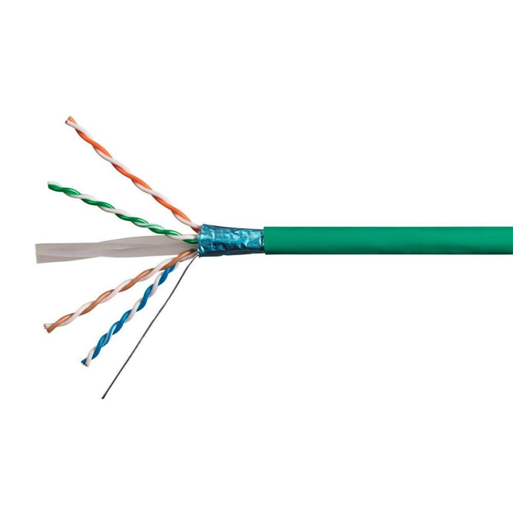 imageMonoprice Cat6A Ethernet Bulk Cable Solid 550Mhz FUTP CMR Riser Rated Pure Bare Copper Wire 10G 23AWG No Logo UL TAA 500 Feet BlackGreen