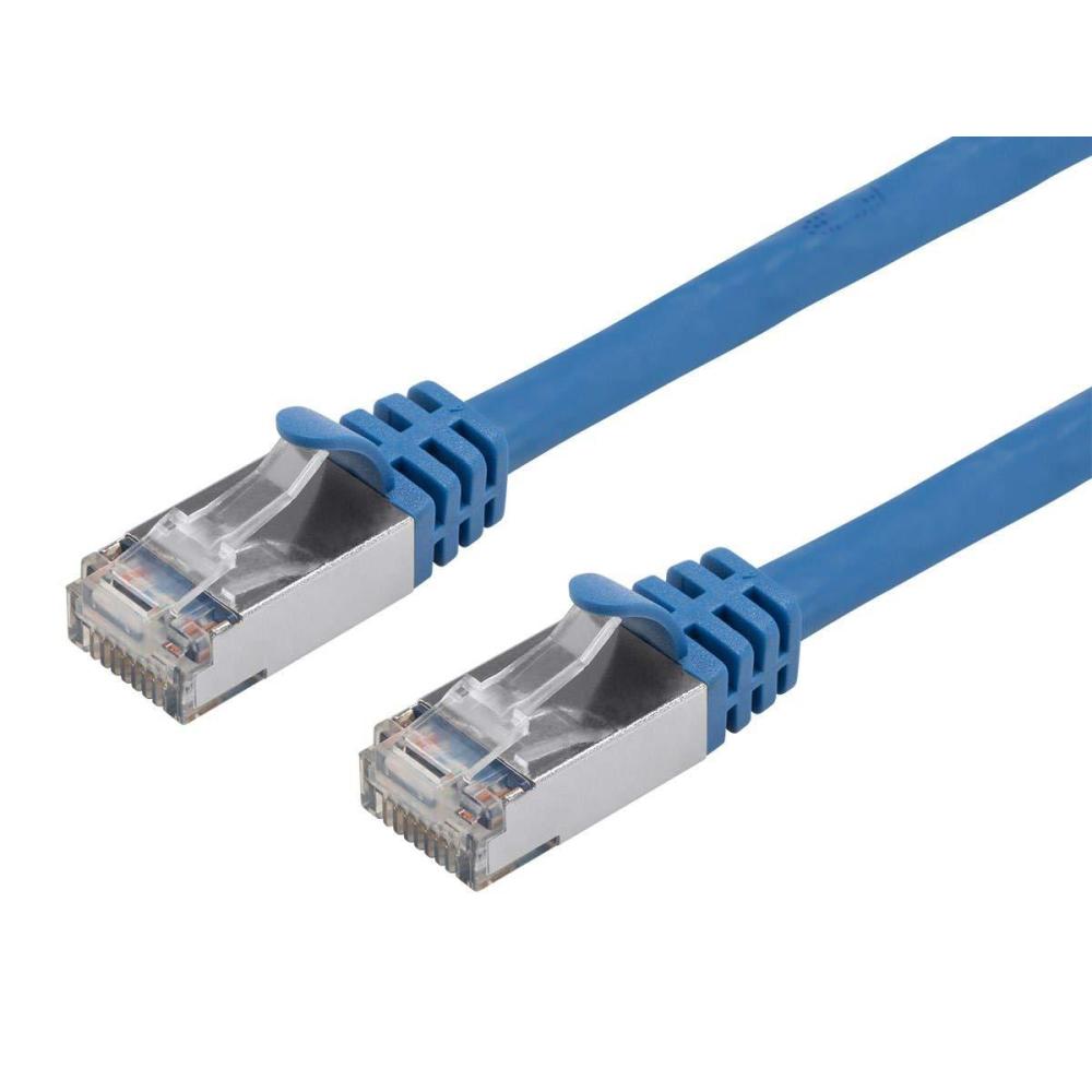 imageMonoprice Cat7 Ethernet Patch Cable  Flexboot RJ45 Stranded 600Mhz SFTP CMX 26AWG 25 Feet Blue  Entegrade SeriesBlue