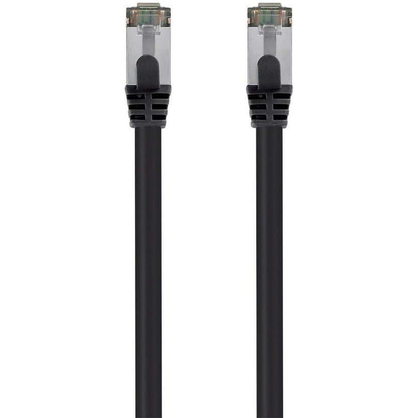 imageMonoprice Cat8 SFTP Ethernet Network Cable 2GHz 40Gbps PVC 26AWG 25 Feet Blue Entegrade Series Black