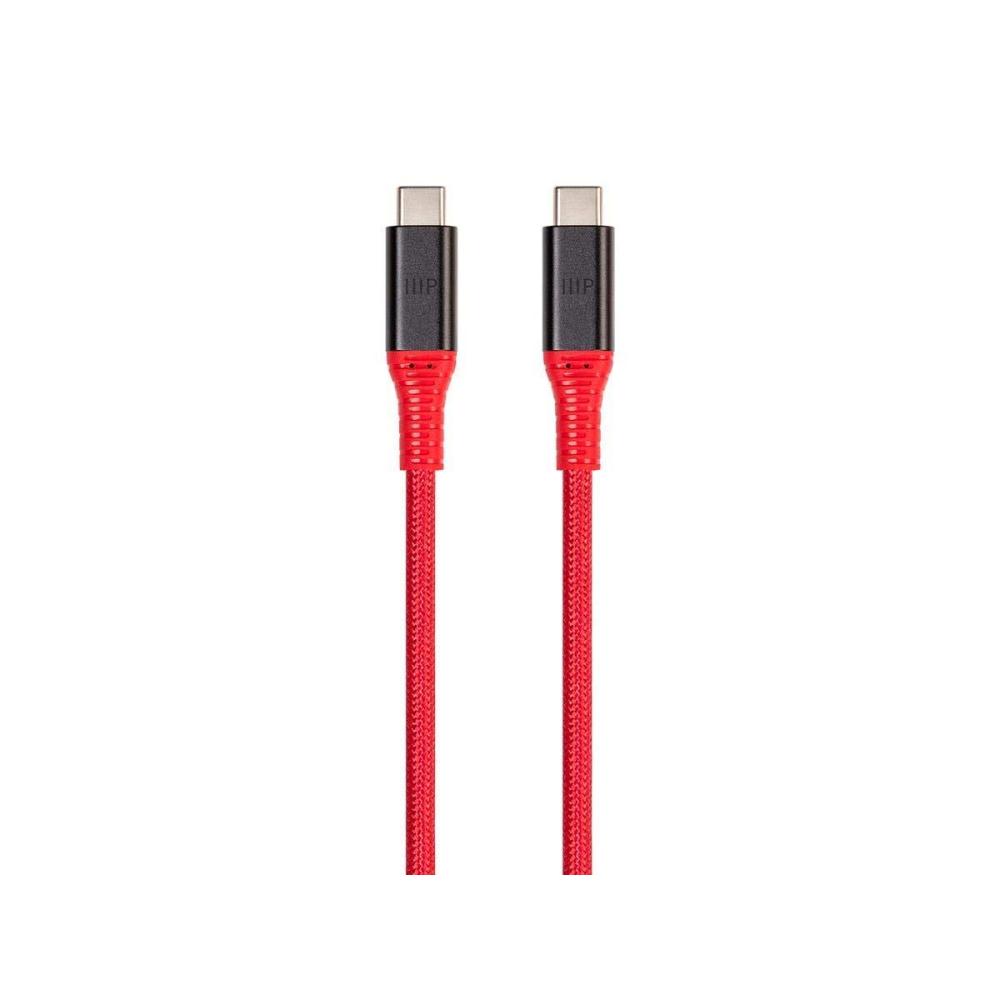 imageMonoprice Durable USB 32 Gen 2 TypeC Data and Power Kevlar Reinforced NylonBraid Cable  1 Meter  Red  5A100W  AtlasFlex SeriesRed