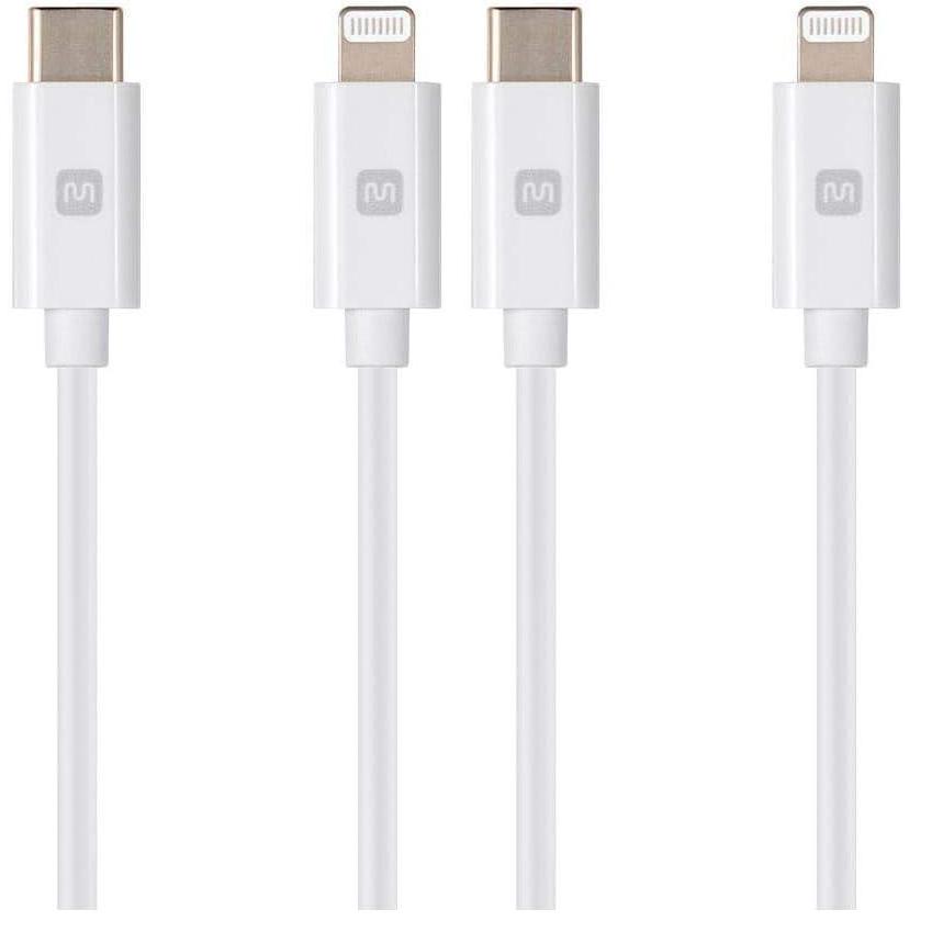 imageMonoprice Essential Apple MFi Certified Lightning to USBC Charging Cable  Gold Plated 15 Feet White1 Count Pack of 2