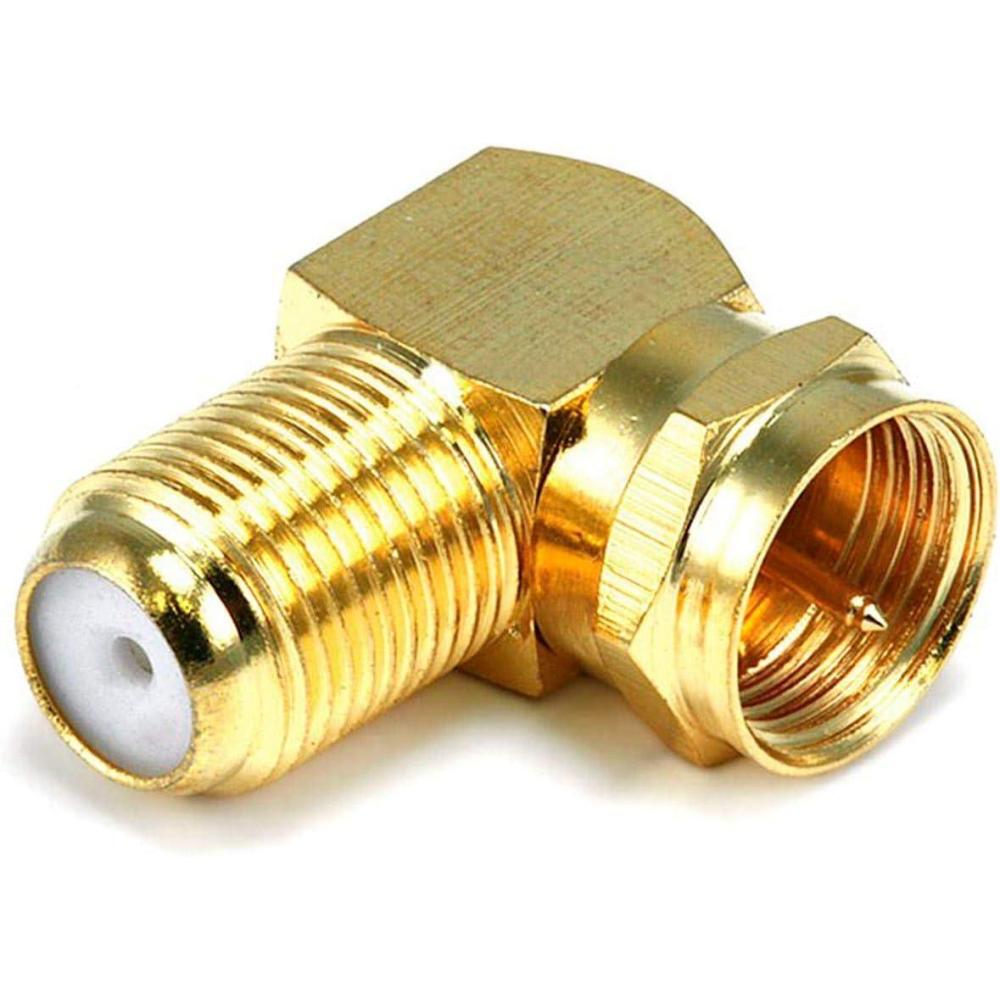 imageMonoprice F Type Right Angle Female to Male Adapter Gold PlatedSingle PCS