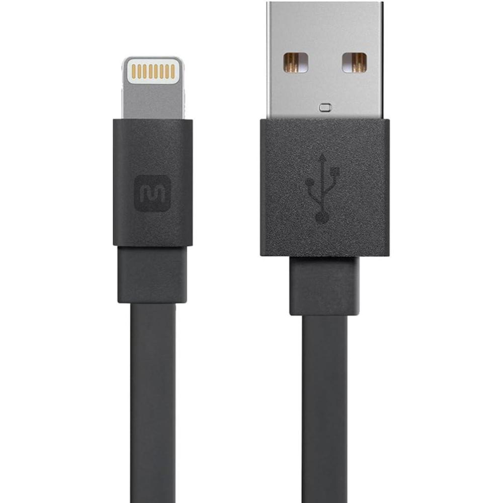 imageMonoprice Flat Apple MFi Certified Lightning to USB TypeA Charging Cable 4 Feet Black  Premium SeriesBlack