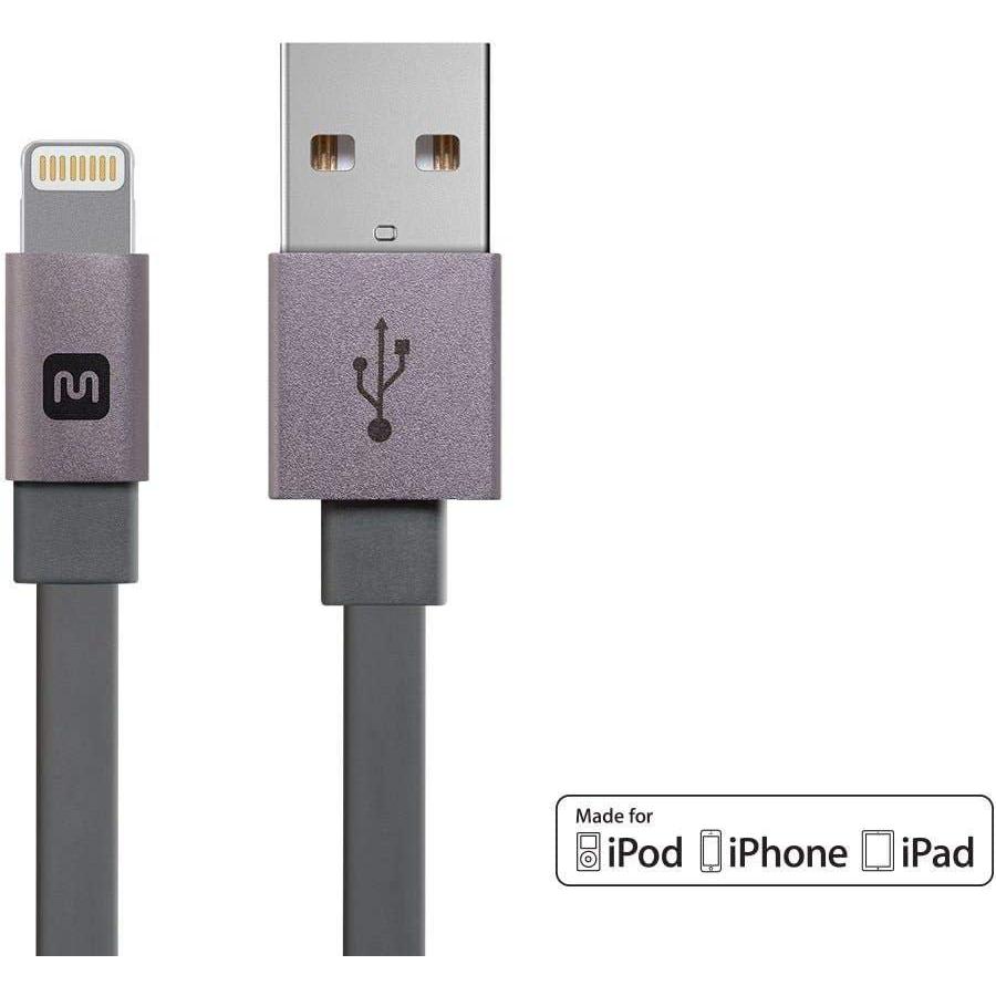 imageMonoprice Flat Apple MFi Certified Lightning to USB TypeA Charging Cable 4 Feet Black Premium SeriesGray
